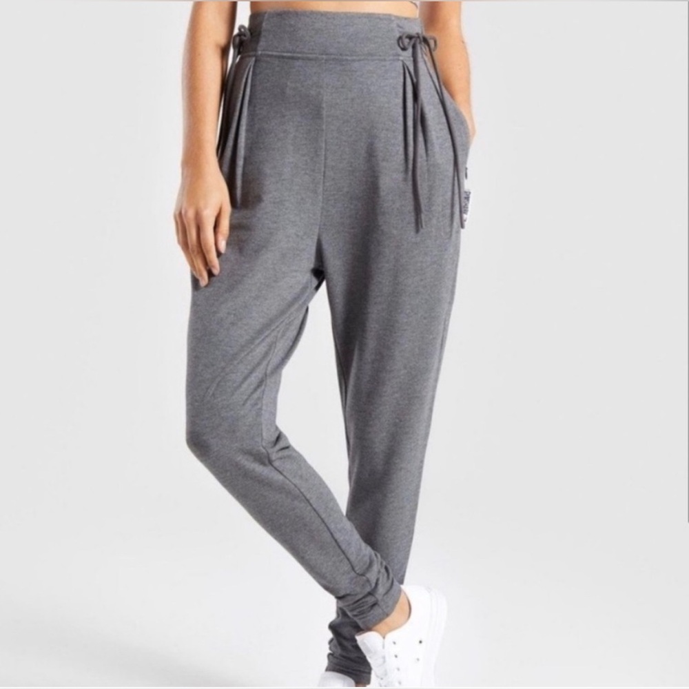 Gymshark Slounge High Waist Side Tie Joggers - Light Grey